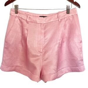 J. Crew Linen Blend Pink Shorts Sz 10 Pleated Front Sateen Finish Resort Cruise